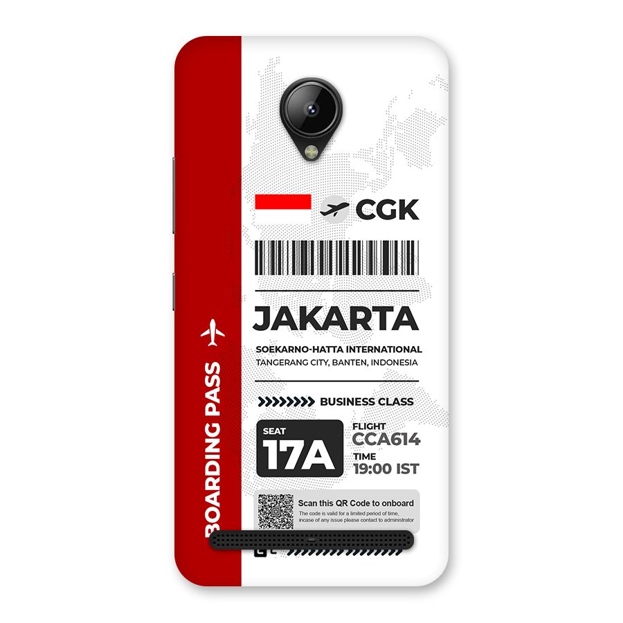 International Boarding Pass Jakarta Back Case for Lenovo C2