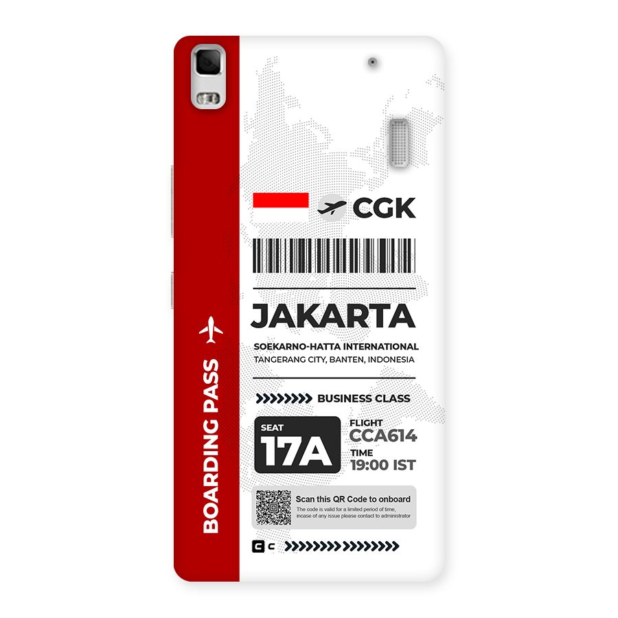 International Boarding Pass Jakarta Back Case for Lenovo K3 Note
