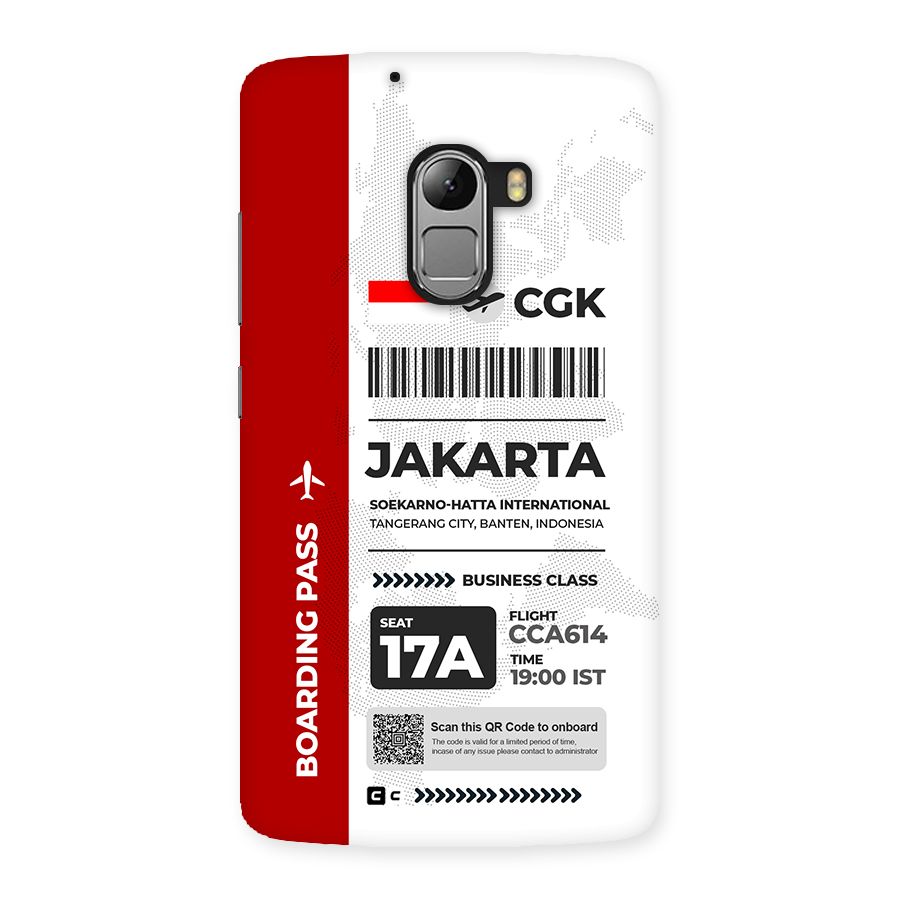 International Boarding Pass Jakarta Back Case for Lenovo K4 Note