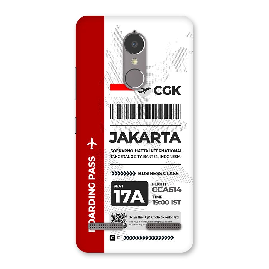 International Boarding Pass Jakarta Back Case for Lenovo K6