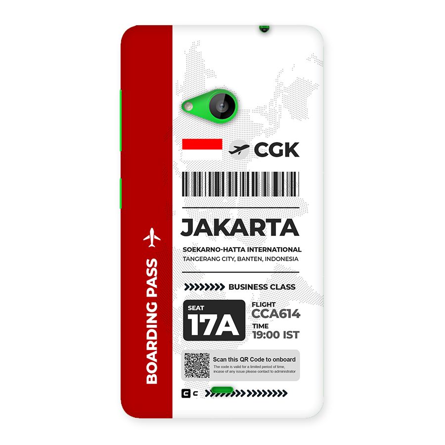 International Boarding Pass Jakarta Back Case for Lumia 535