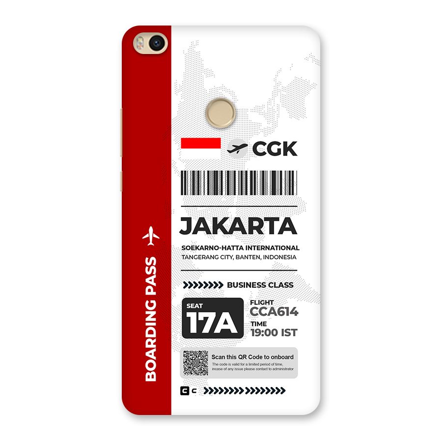 International Boarding Pass Jakarta Back Case for Mi Max 2