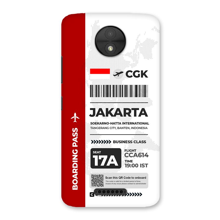 International Boarding Pass Jakarta Back Case for Moto C