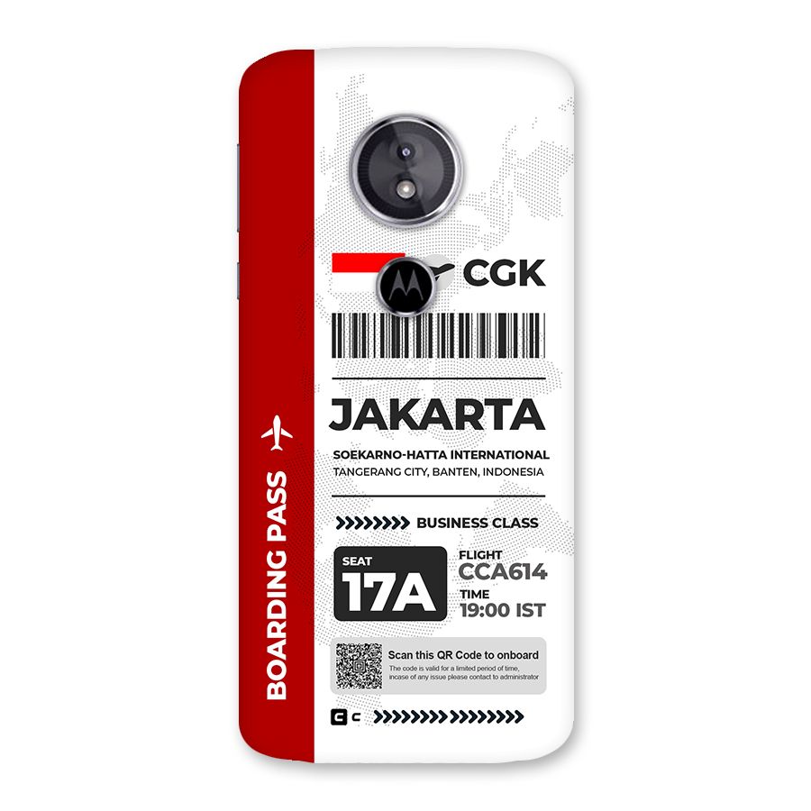 International Boarding Pass Jakarta Back Case for Moto E5