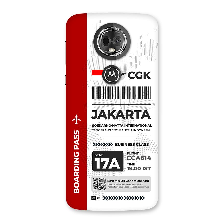 International Boarding Pass Jakarta Back Case for Moto E5 Plus