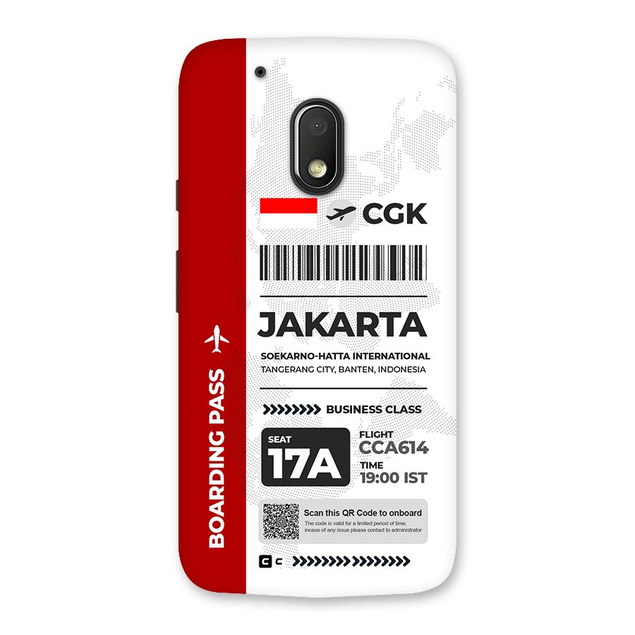 International Boarding Pass Jakarta Back Case for Moto G4 Play