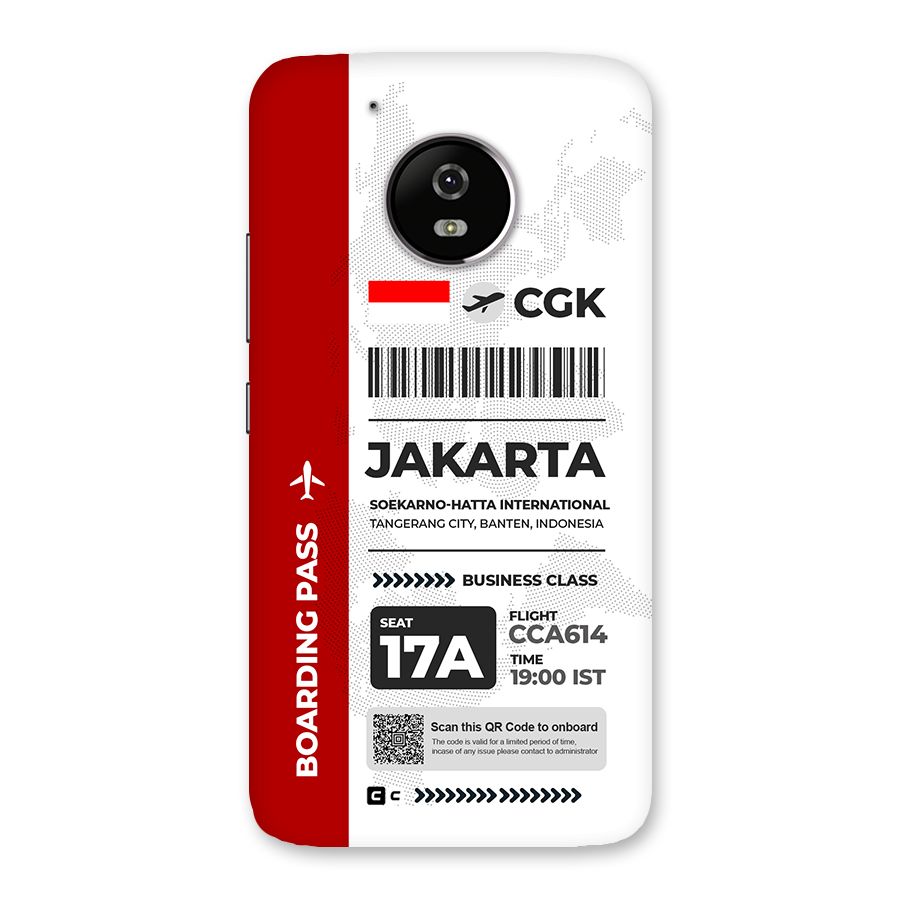 International Boarding Pass Jakarta Back Case for Moto G5