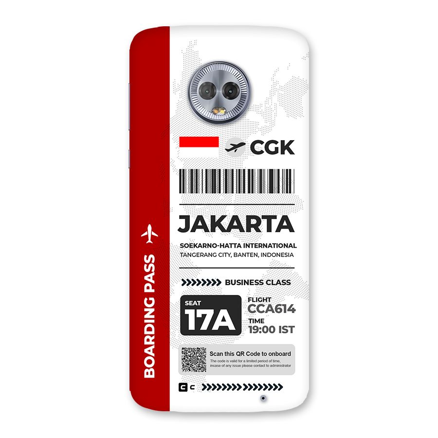 International Boarding Pass Jakarta Back Case for Moto G6 Plus
