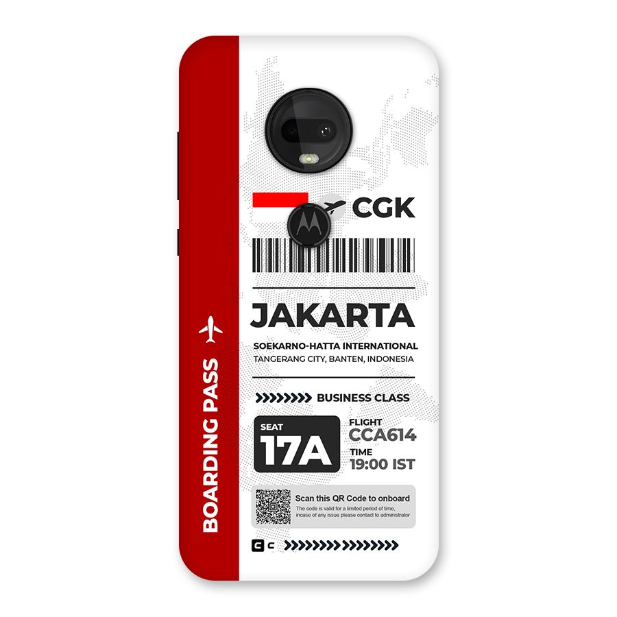 International Boarding Pass Jakarta Back Case for Moto G7