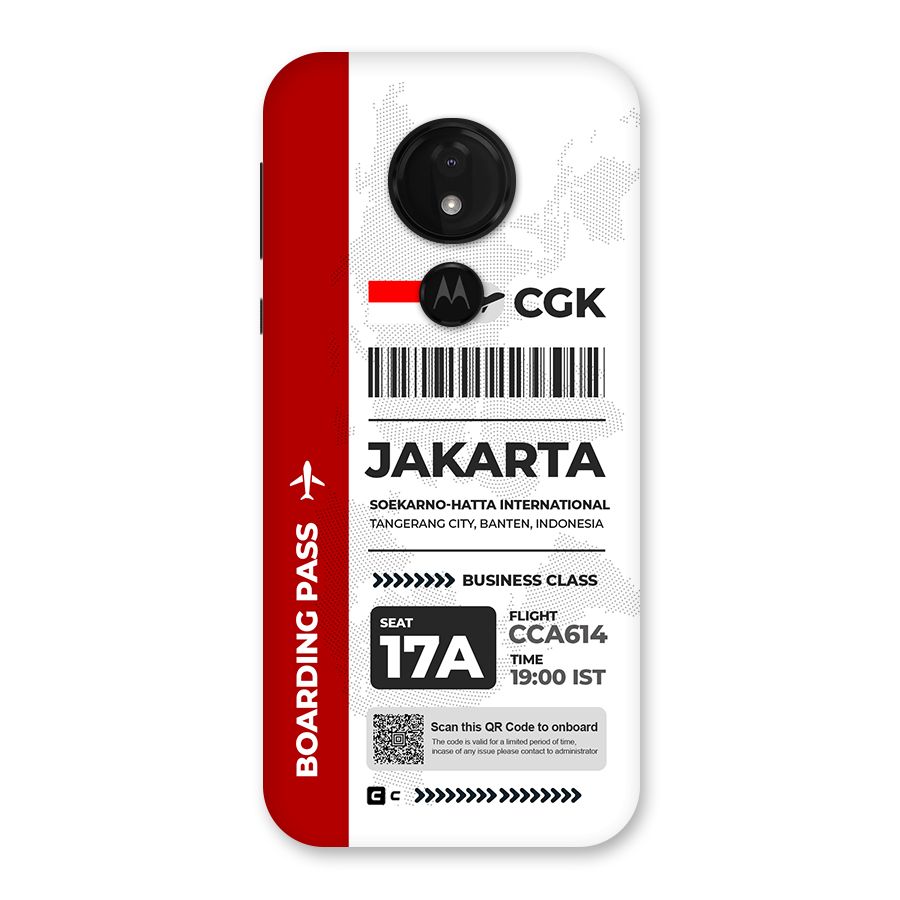 International Boarding Pass Jakarta Back Case for Moto G7 Power