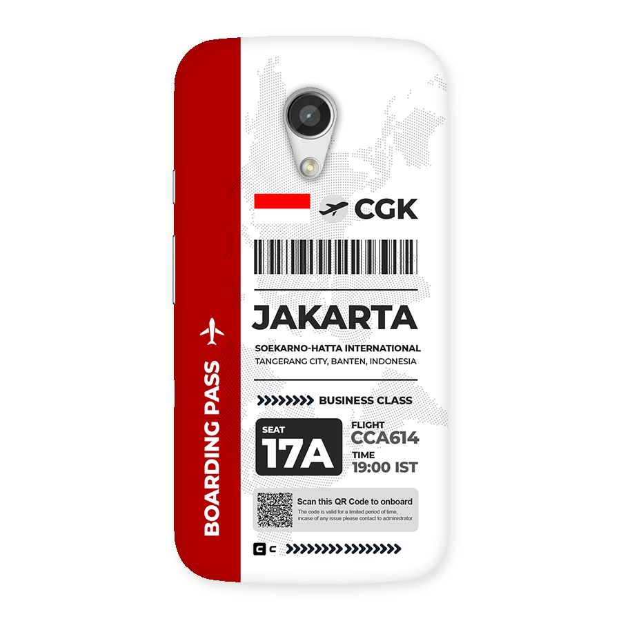 International Boarding Pass Jakarta Back Case for Moto G 2nd Gen