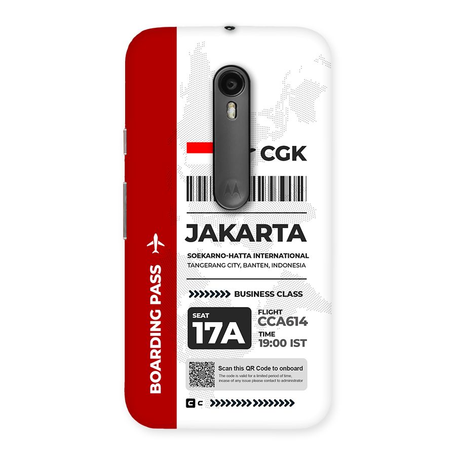 International Boarding Pass Jakarta Back Case for Moto G Turbo