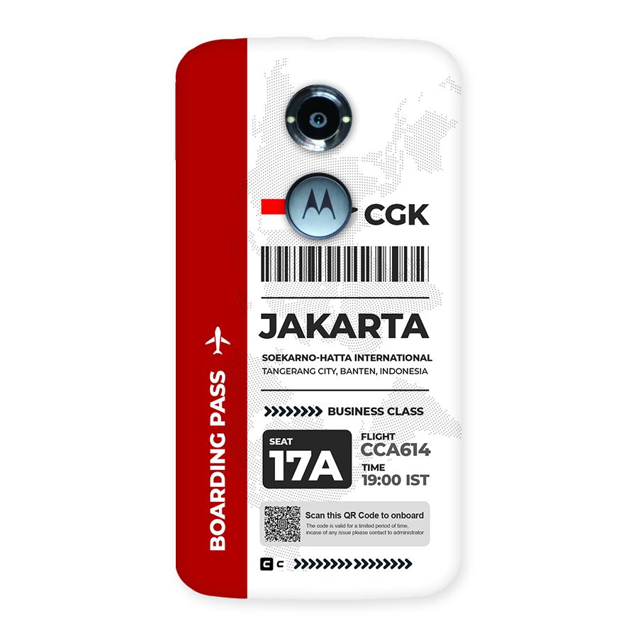 International Boarding Pass Jakarta Back Case for Moto X2