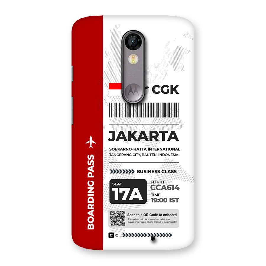 International Boarding Pass Jakarta Back Case for Moto X Force