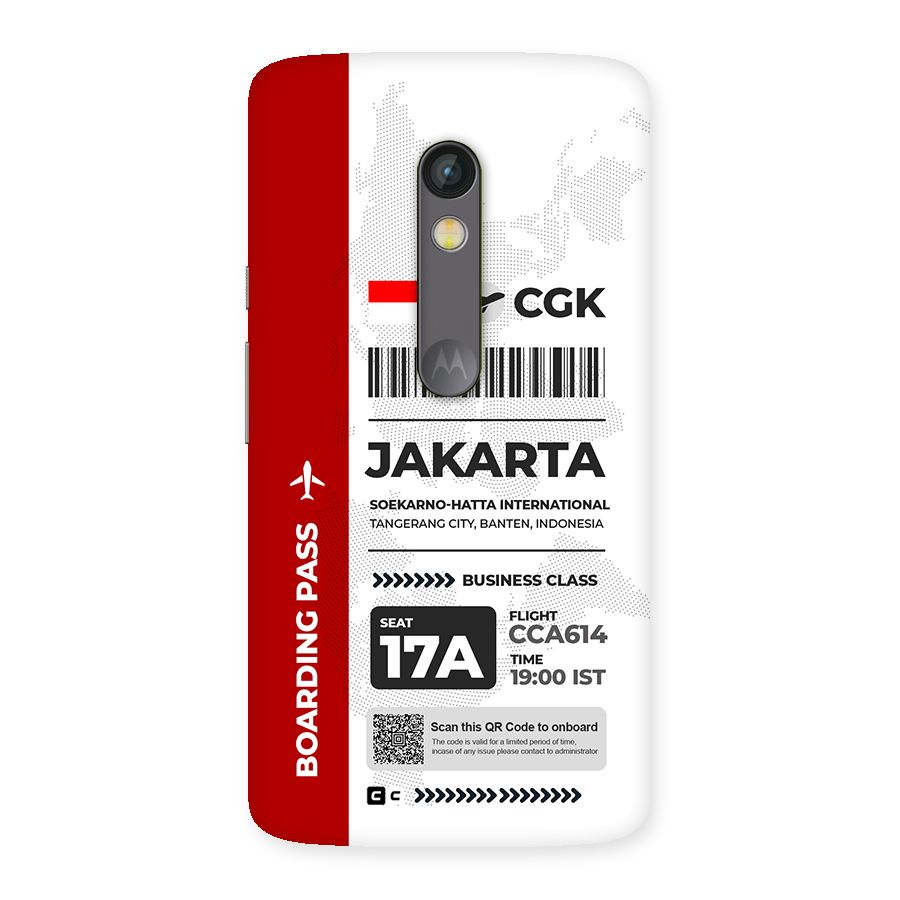 International Boarding Pass Jakarta Back Case for Moto X Play