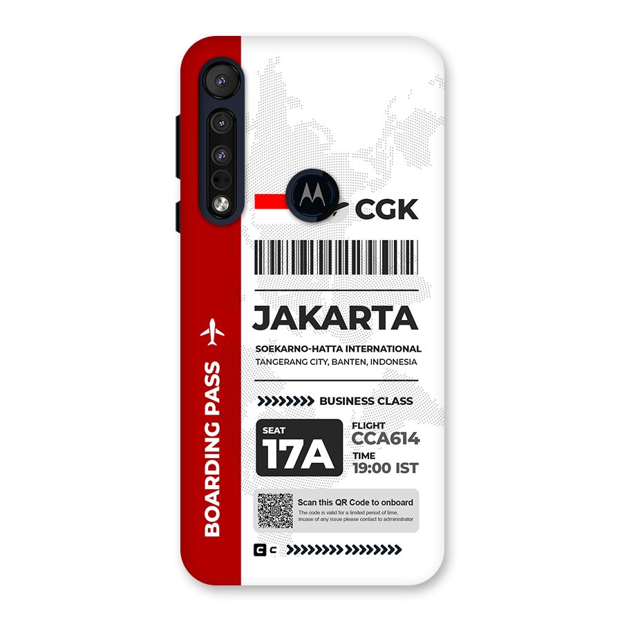 International Boarding Pass Jakarta Back Case for Motorola One Macro