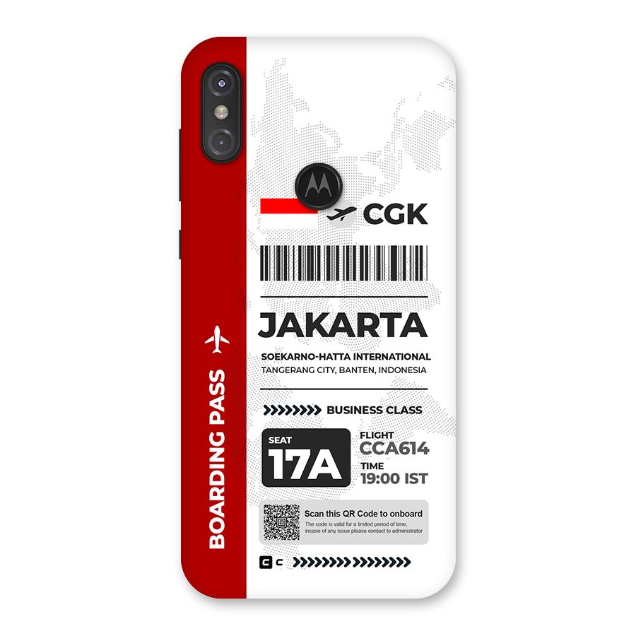 International Boarding Pass Jakarta Back Case for Motorola One Power