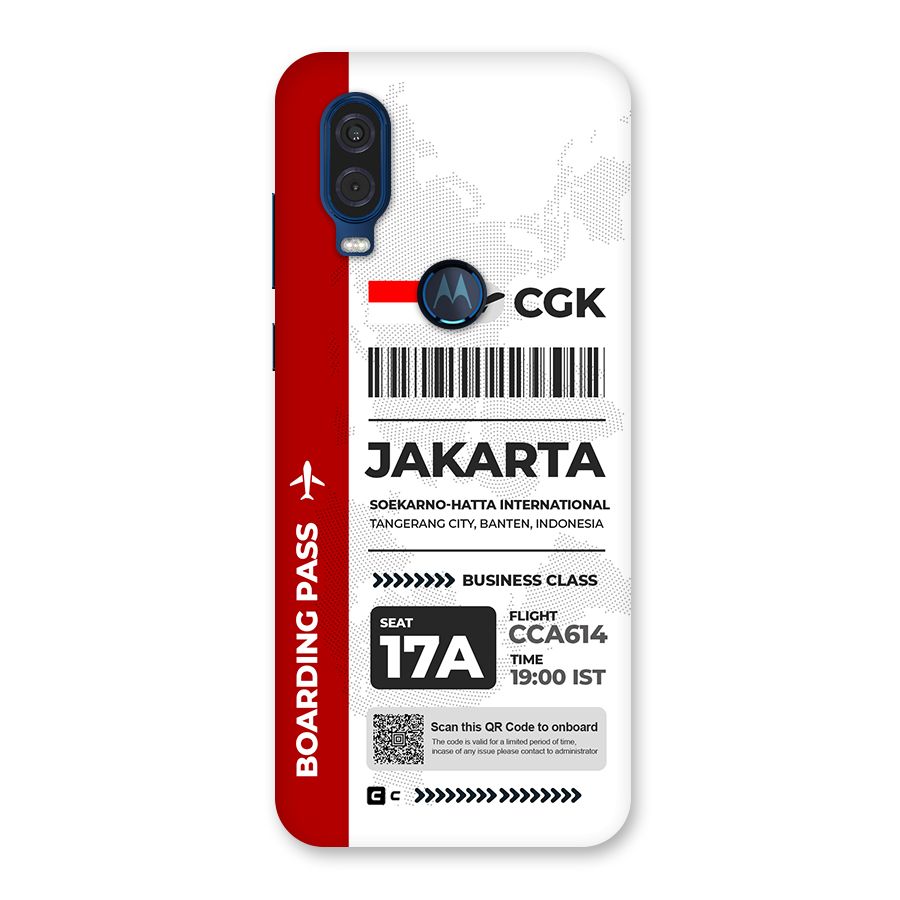 International Boarding Pass Jakarta Back Case for Motorola One Vision