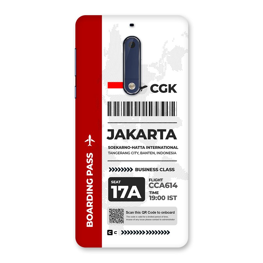 International Boarding Pass Jakarta Back Case for Nokia 5