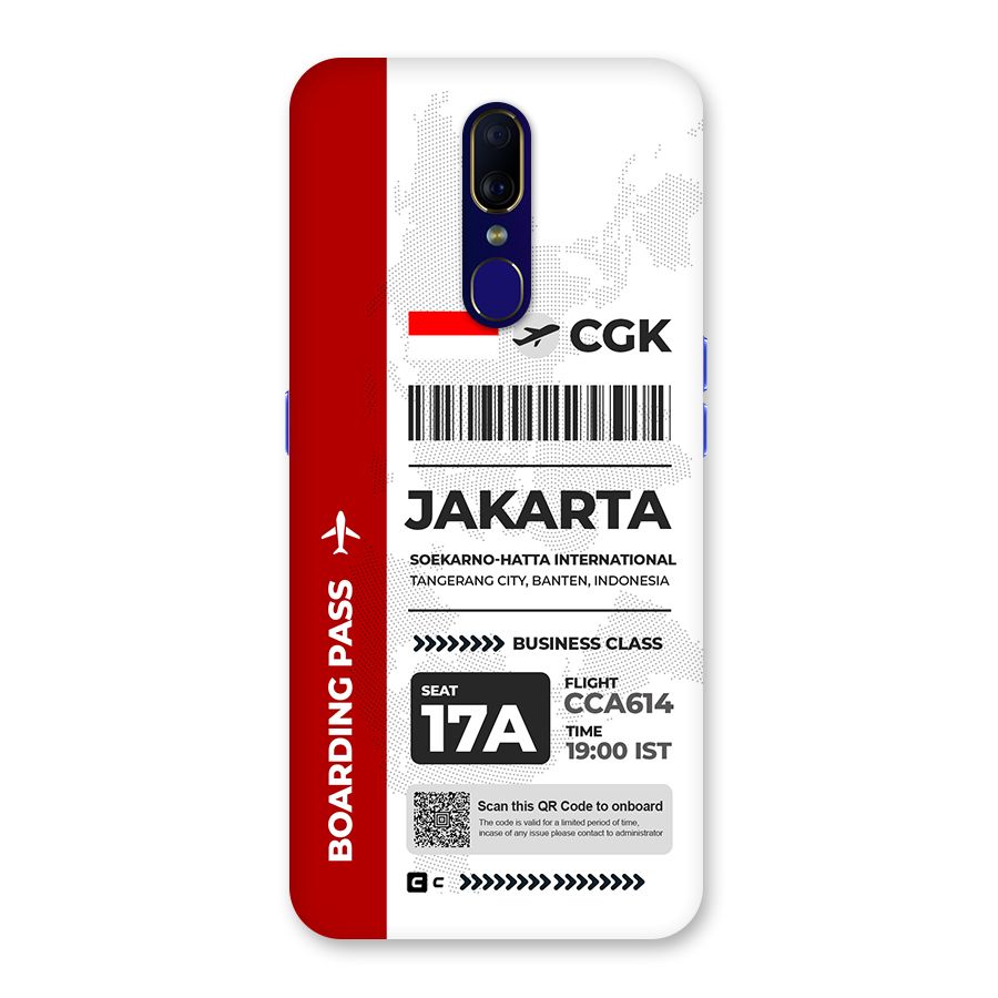 International Boarding Pass Jakarta Back Case for Oppo F11