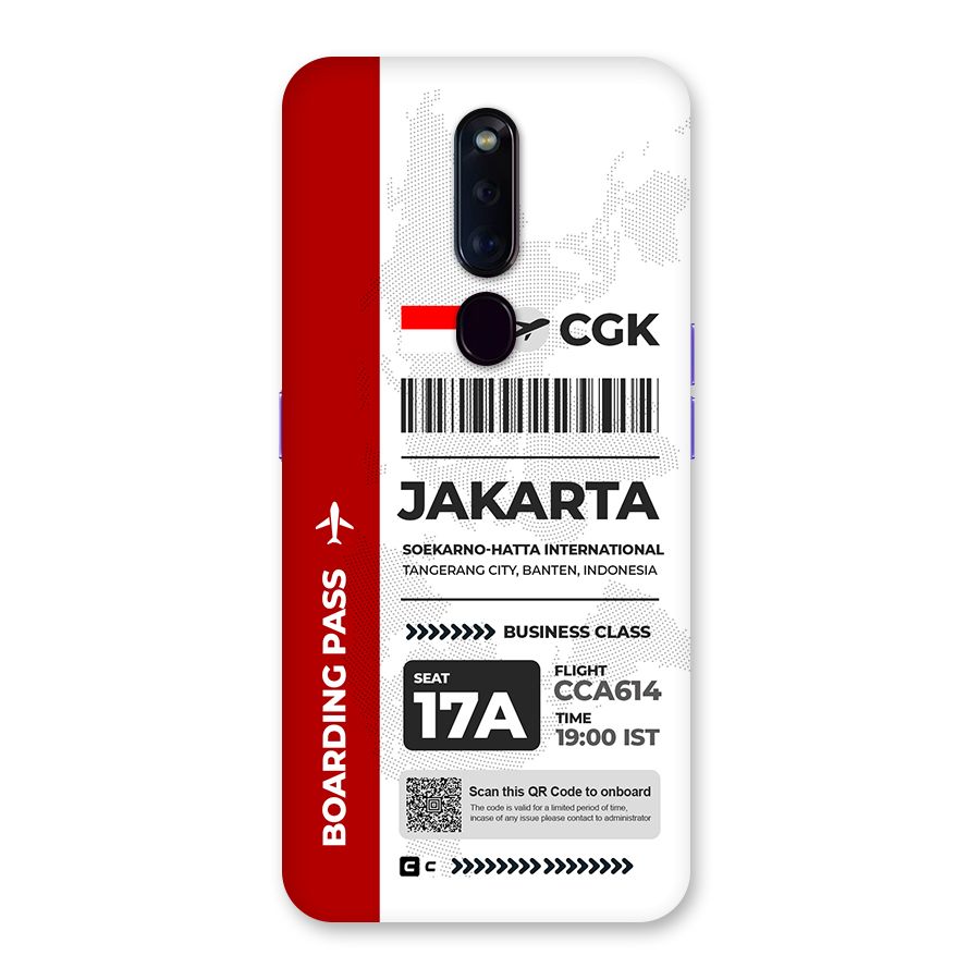 International Boarding Pass Jakarta Back Case for Oppo F11 Pro