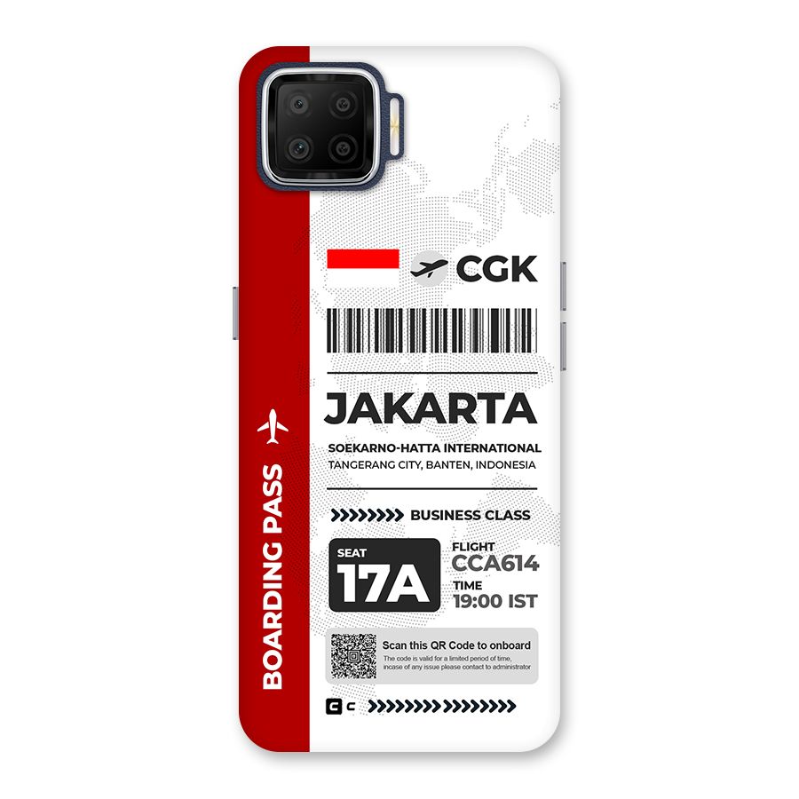 International Boarding Pass Jakarta Back Case for Oppo F17