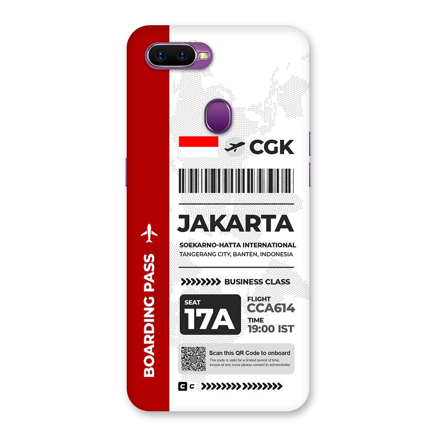 International Boarding Pass Jakarta Back Case for Oppo F9