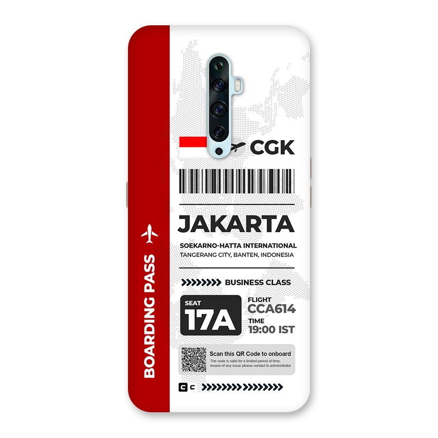 International Boarding Pass Jakarta Back Case for Oppo Reno2 Z