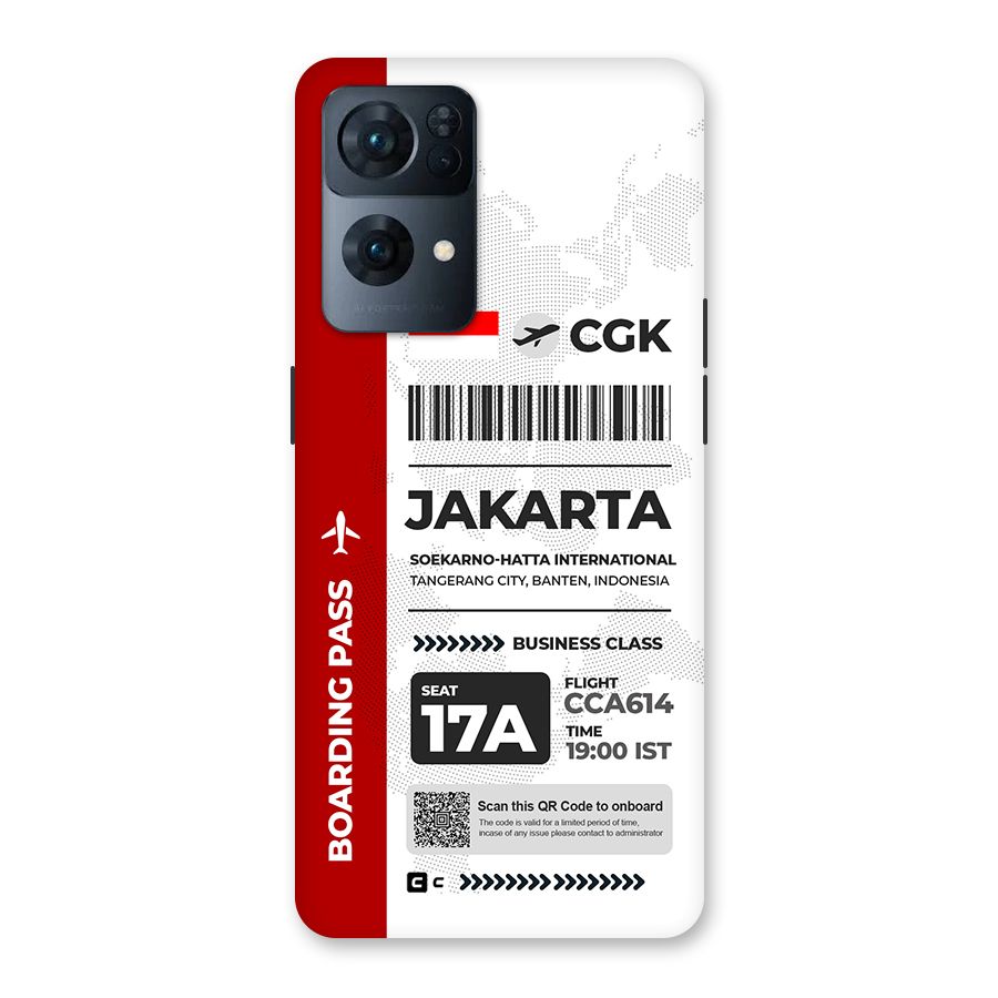 International Boarding Pass Jakarta Back Case for Oppo Reno7 Pro 5G