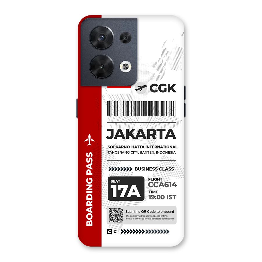 International Boarding Pass Jakarta Back Case for Oppo Reno8 5G