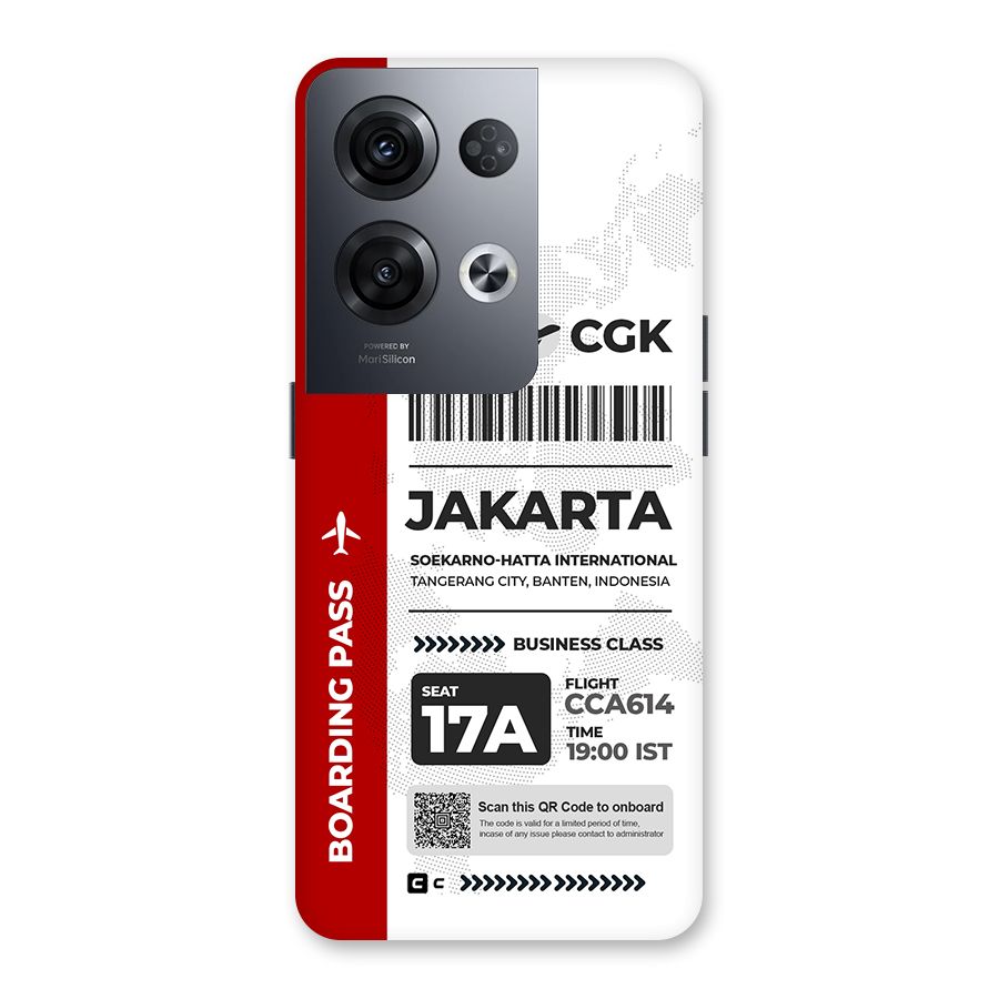 International Boarding Pass Jakarta Back Case for Oppo Reno8 Pro 5G