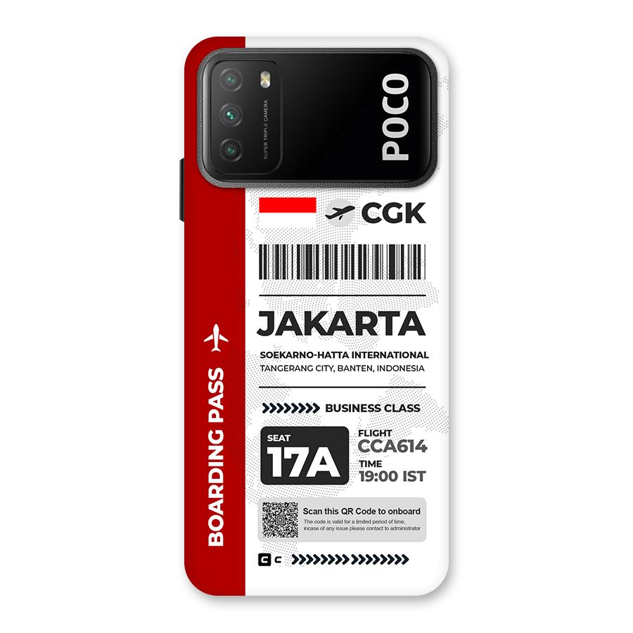 International Boarding Pass Jakarta Back Case for Poco M3