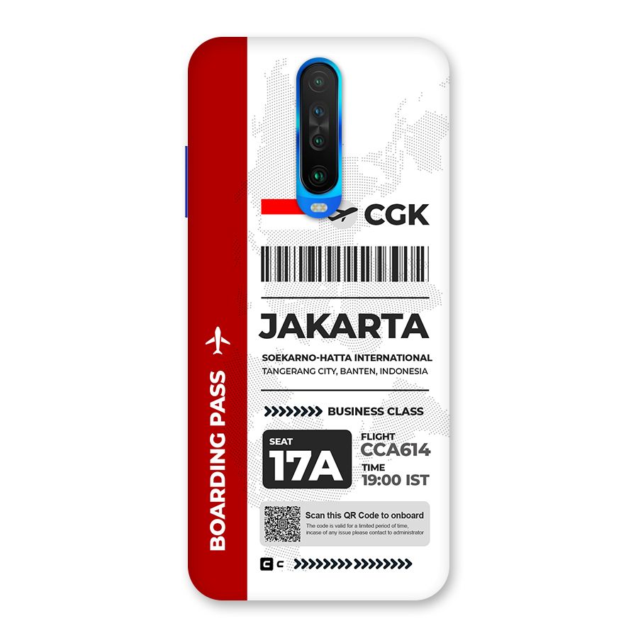 International Boarding Pass Jakarta Back Case for Poco X2
