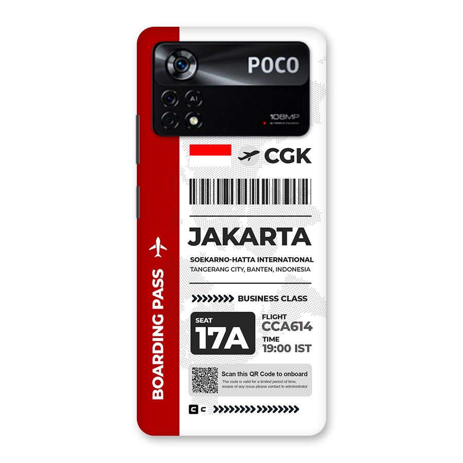 International Boarding Pass Jakarta Back Case for Poco X4 Pro 5G