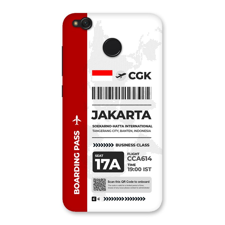 International Boarding Pass Jakarta Back Case for Redmi 4
