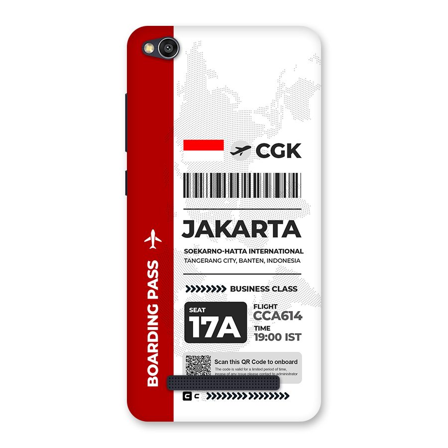 International Boarding Pass Jakarta Back Case for Redmi 4A