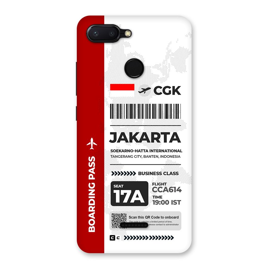International Boarding Pass Jakarta Back Case for Redmi 6