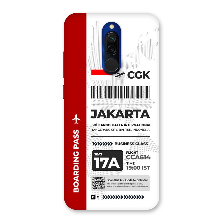 International Boarding Pass Jakarta Back Case for Redmi 8
