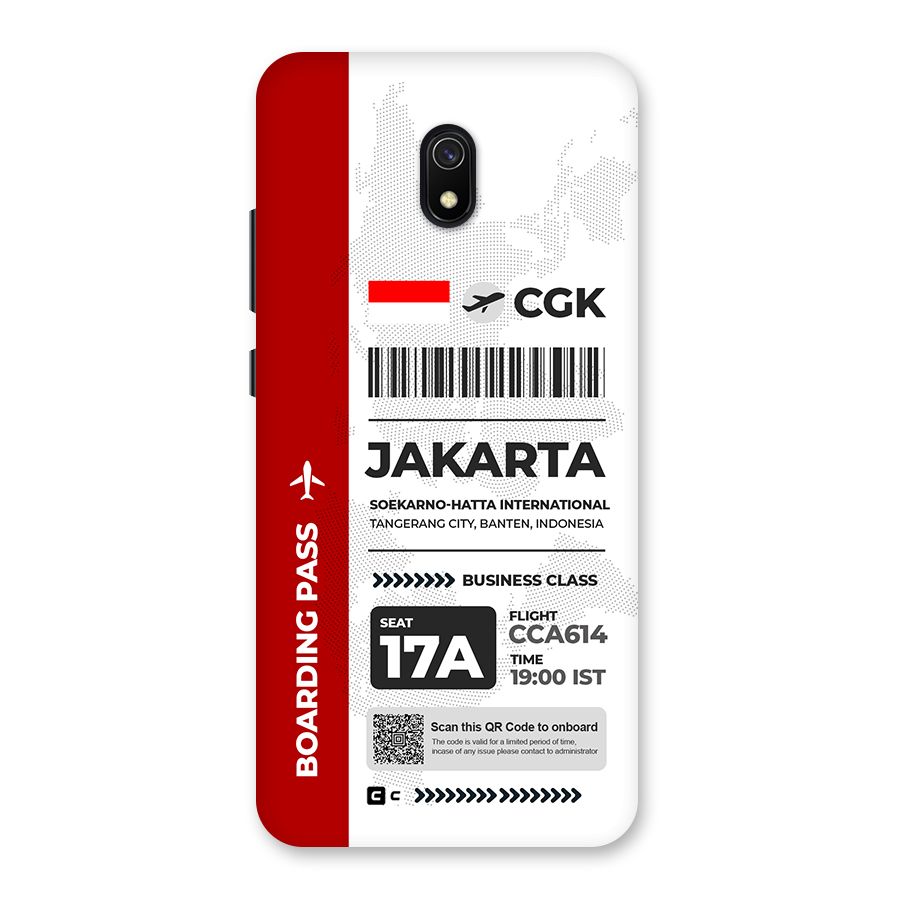 International Boarding Pass Jakarta Back Case for Redmi 8A