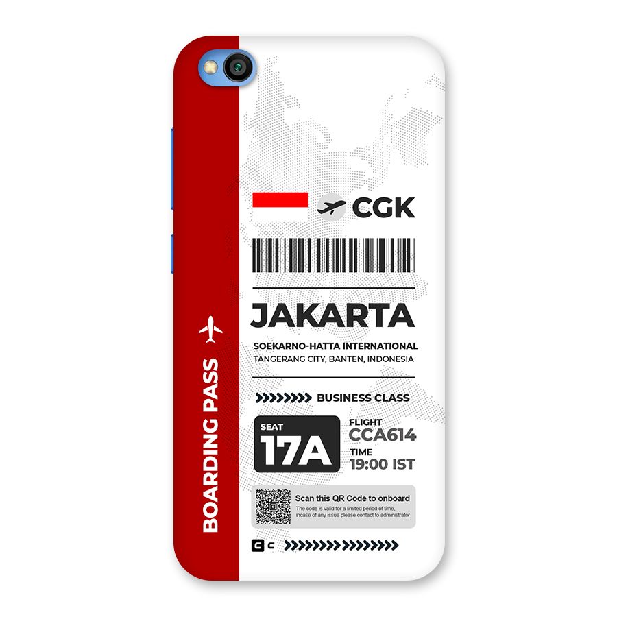 International Boarding Pass Jakarta Back Case for Redmi Go