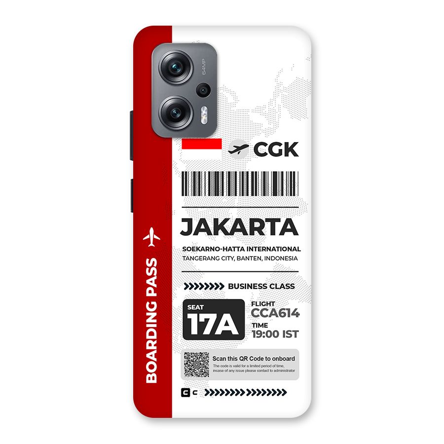 International Boarding Pass Jakarta Back Case for Redmi K50i