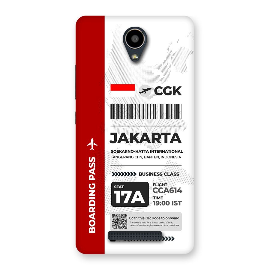 International Boarding Pass Jakarta Back Case for Redmi Note 2