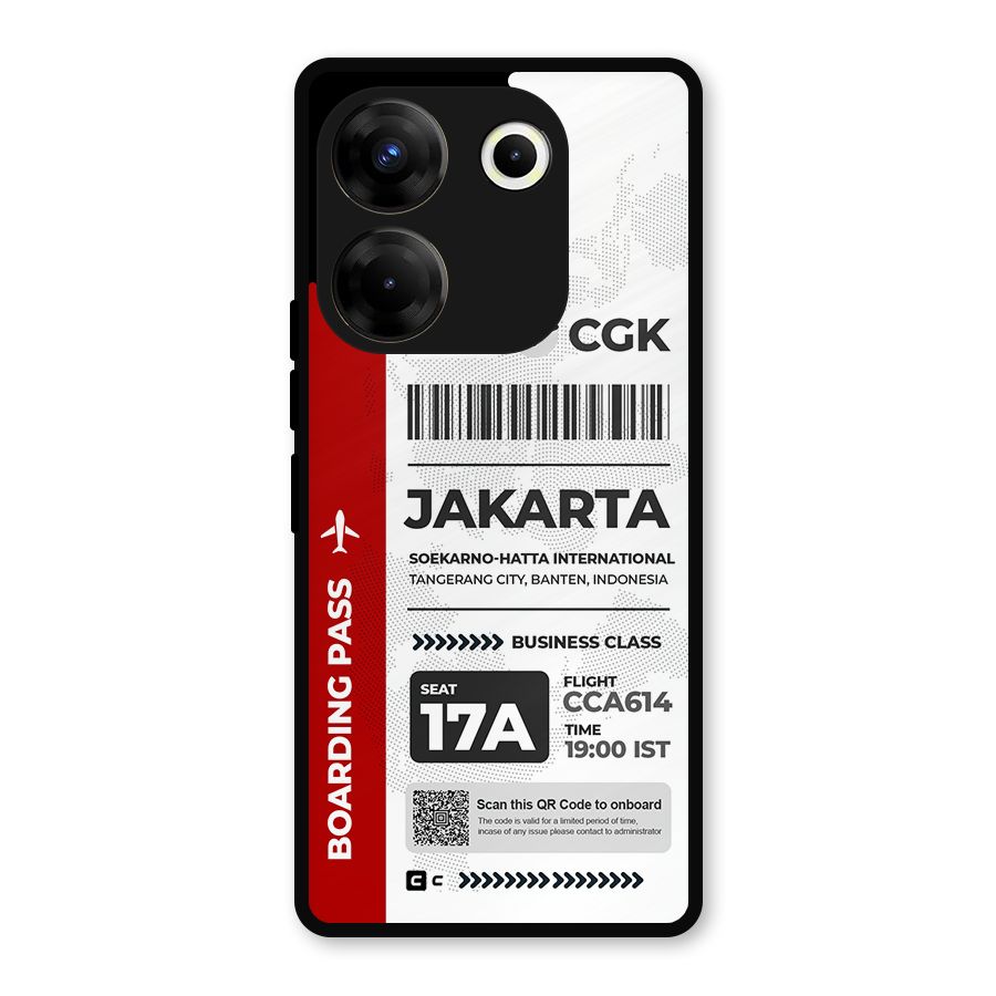 International Boarding Pass Jakarta Metal Back Case for Tecno Camon 20 Pro