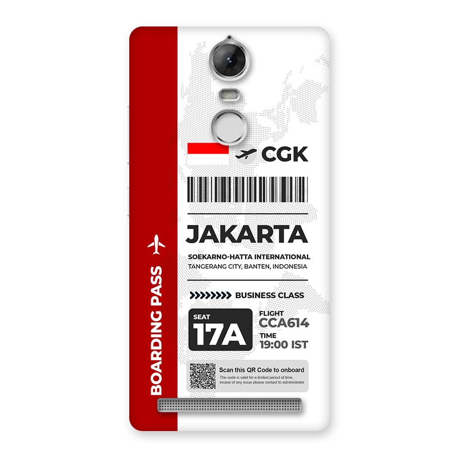 International Boarding Pass Jakarta Back Case for Vibe K5 Note