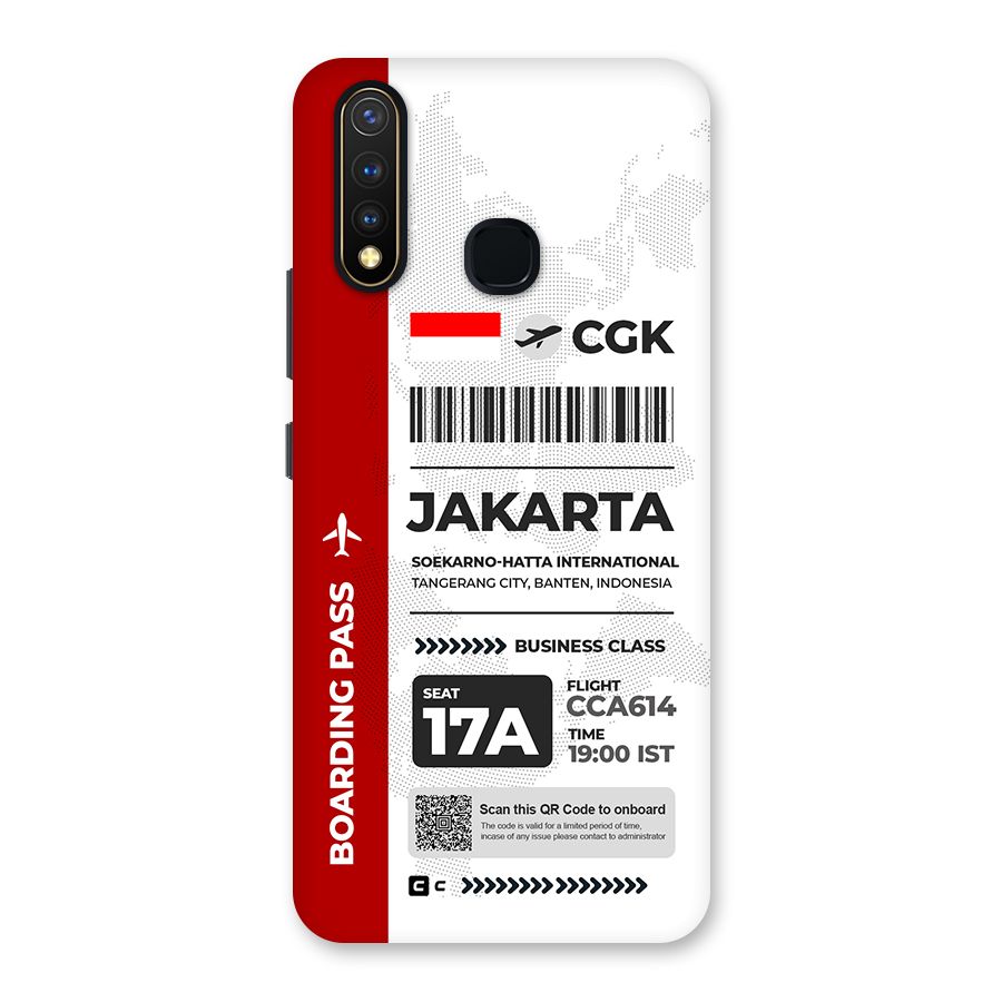 International Boarding Pass Jakarta Back Case for Vivo U20