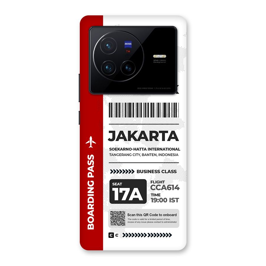 International Boarding Pass Jakarta Back Case for Vivo X80