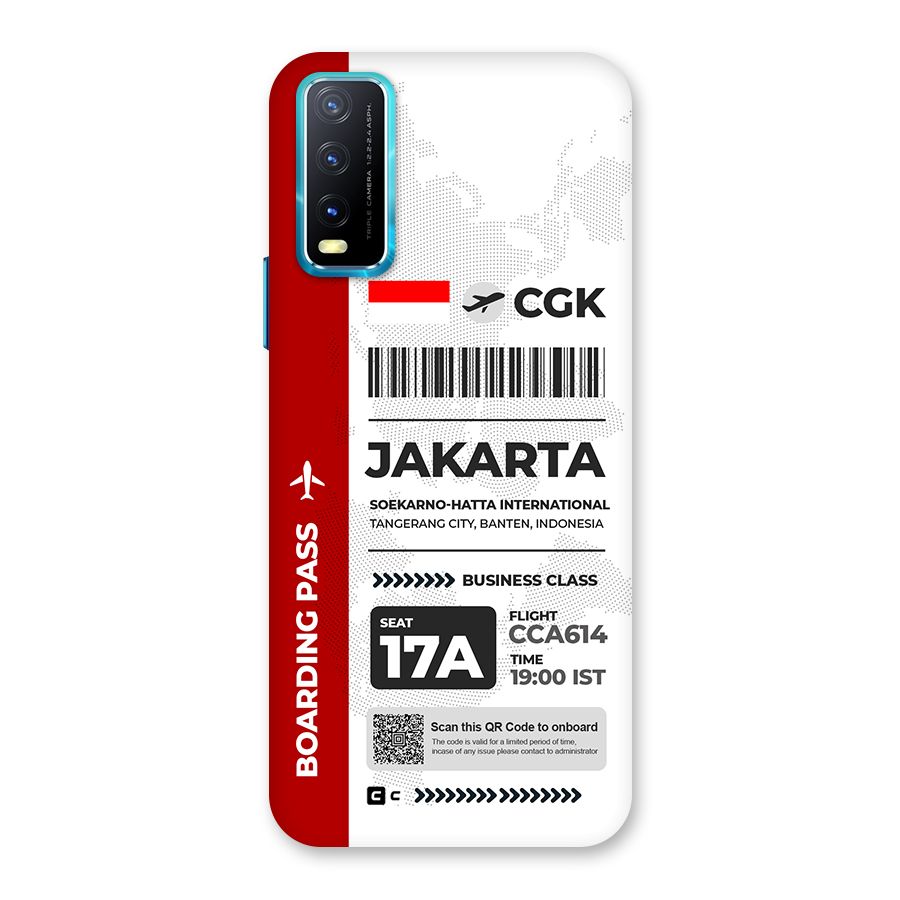 International Boarding Pass Jakarta Back Case for Vivo Y20G