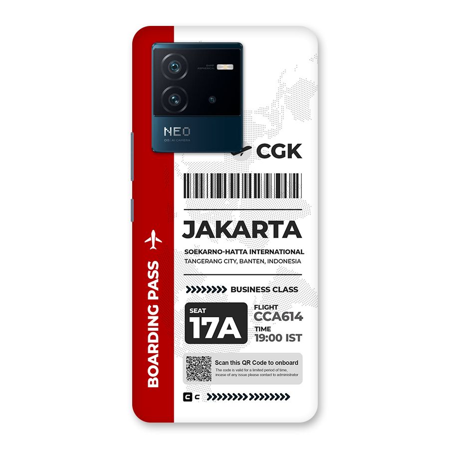 International Boarding Pass Jakarta Back Case for Vivo iQOO Neo 6 5G