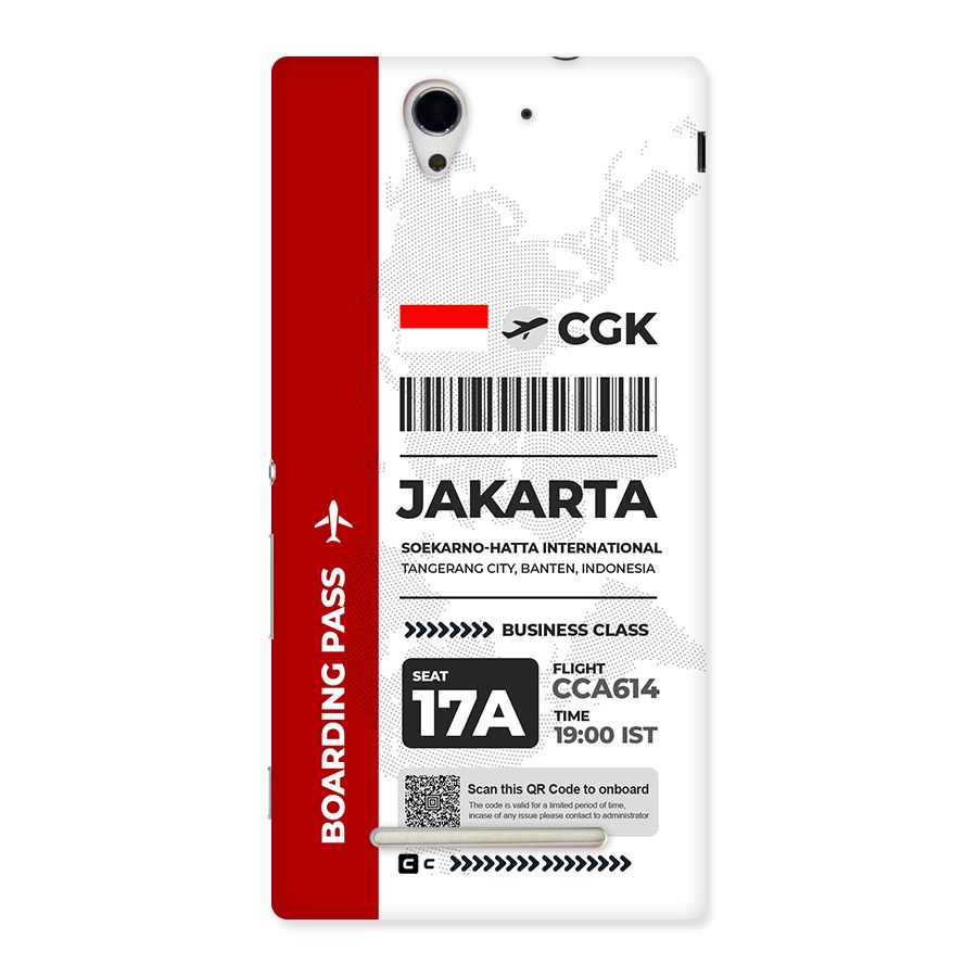 International Boarding Pass Jakarta Back Case for Xperia C3