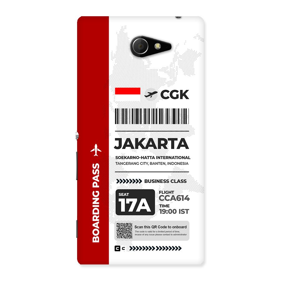 International Boarding Pass Jakarta Back Case for Xperia M2